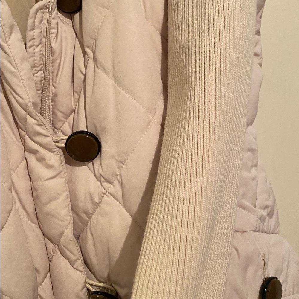 Geox Puffer Cream Jacket With Knit Sleeves - Picture 5 of 11